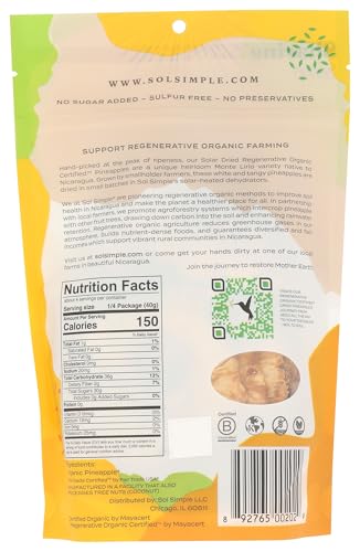 Sol Simple Dried Pineapple, 6 Ounce