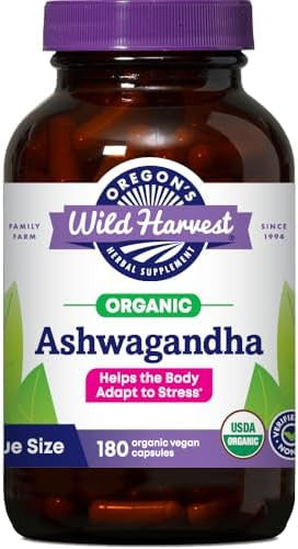 Oregon'S Wild Harvest Organic Ashwagandha Nongmo Herbal Supplements For Stress Relief Immune Support Balanced Energy Levels & Mood Support 180 Count