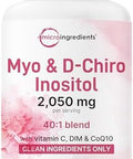 MyoInositol and DChiro Inositol 2050Mg 240 Veggie Capsules + Vitamin C Folate Dim and Coq10 Inositol Supplement For Women 401 Ratio Hormonal Balance and Ovarian Support Filler
