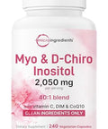 Micro Ingredients Myo-Inositol & D-Chiro Inositol 2050Mg 240 Veggie Capsules Vitamin C Folate Dim & Coq10 Inositol Supplement For Women 40 1 Ratio Hormonal Balance & Ovarian Support Filler Free