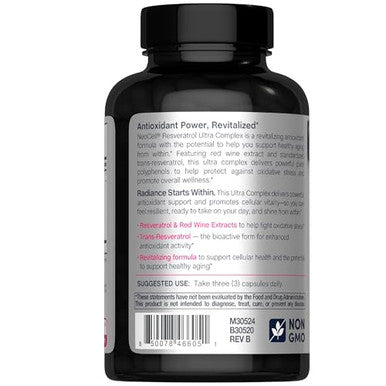 Neocell Resveratrol Supplement 180 Capsules Trans Resveratrol Complex Extra Strength With Grape And Red Wine Extract