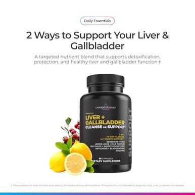 Livingood Daily Liver & Gallbladder Cleanse Or Support Supplement With Milk Thistle 56 Capsules