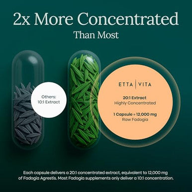 Etta Vita Organic Fadogia Agrestis For Natural Test Support (2X More Pure 60Ct 600Mg