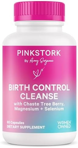 Pink Stork Birth Control Cleanse To Support Hormone Balance With Chaste Tree Berry (Vitex) Magnesium And Selenium Period Support For Conception Fertility Supplements For Women 60 Capsules