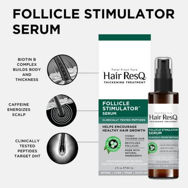Petal Fresh Pure Hair Resq Thickening Treatment Follicle Stimulator Serum Encourage Healthy Hair Growth Naturally With Caffeine Biotin & Peptides 60 Day Supply 2 Fl Oz (60 Ml)