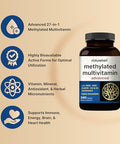 Methylated Multivitamin for Men and Women 240 Capsules 27in1 Formula with Vitamins B Complex C D3 K2 NAD NAC CoQ10 Resveratrol Magnesium Zinc and More Daily Essential Vitamins