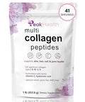 Peakhealth Multi Collagen Peptides Powder 1 Pounds Collagen Powder- Type IIiIiiVX With Biotin 10000Mcg Hyaluronic Acid Powder Vitamin C - Unflavored Collagen Protein Powder - Keto & Paleo Easy Dissolve