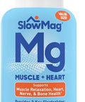 Slowmag Muscle + Heart Magnesium Chloride With Calcium Supplement To Support Muscle Relaxation Occasional Muscle Cramping & Heart Health High Absorption 120 Count