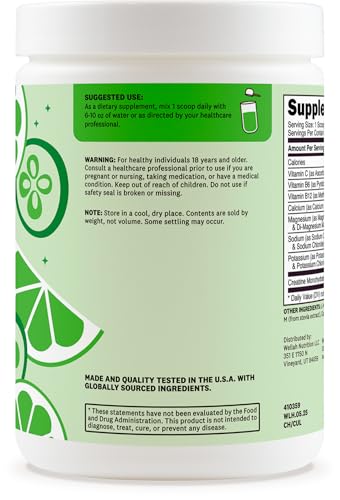 Wellah Creatine Electrolytes Powder (Cucumber Lime) 30 Servings - Hydration Drink Mix With 3G Of Creatine Monohydrate