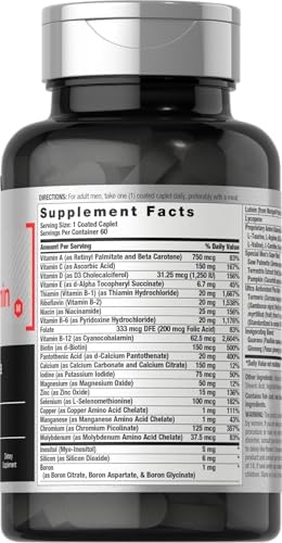 Horbaach Mens Multivitamin 60 Caplets Advanced Formula with Vitamin C D Magnesium Minerals and More NonGMO and Gluten Free Supplement