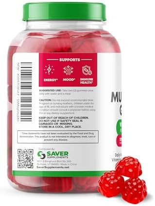 Sugar Multivitamin Gummies, 120 Gummies Ã¢â‚¬â€œ Naturally Flavored And Sweetened Vitamin Gummy For Women And Kids Ã¢â‚¬â€œ Strawberry Flavor