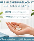 Igennus Highest Strength FastActing Chelated Magnesium Glycinate 1300mg 380mg Elemental 90 Servings Pure and Clean Buffered Magnesium Bisglycinate Vegan 180 Capsules