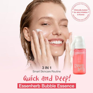 Essenherb Quick & Deep Bubble Serum Essence With Hibiscus Collagen Micro Bubble Mask For Daily Hydration Fast-Absorbing Serum That Helps Revitalize Dull Skin For A Healthy Glow 3.28 Fl Oz