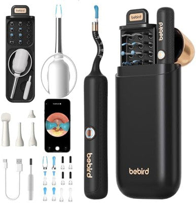 Bebird Earsight Plus R37R Ear Cleaning Camera Wax Removal Tool Kit Flexible Earwax Cleaner Scope Otoscope Cam Light Visual Earpick Tweezers Wireless Earwax Remover For Adults & Kids White