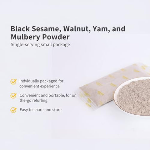 SODGHYTR-Black Sesame Walnut Yam Mulberry Paste-Chinese Cuisine, Breakfast Quick brewing (500 g) /17.64oz/containing 10 Small Bags/Ã©Â»â€˜Ã¨Å ÂÃ©ÂºÂ»Ã§Â³Å