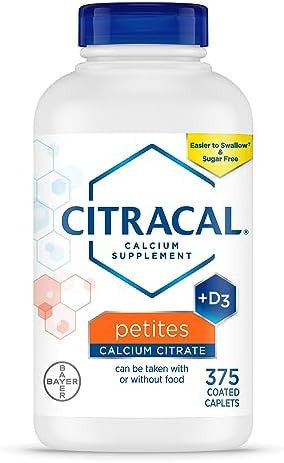 Citracal Petites 400 Mg Calcium Citrate Easily Absorbed And Highly Soluble With 12.5 Mcg (500 Iu) Vitamin D3 Bone Health Support For Ages 12+ Smaller And Easier To Swallow Caplets 375 Count
