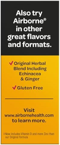 Airborne 1000Mg Vitamin C With Vitamin D + Zinc Sugar Multivitamin Immune Support Effervescent Fizzy Drink Tablets Very Berry Flavor With Powerful Antioxidants Vit A C & E 30 Tablets (2 Pack)