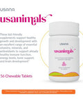 Usana Usanimals Multivitamin For Kids - Daily Chewable Tablets With Vitamins A C D E B6 B12 Zinc Iron - Supports Immune Bone & Brain Health - Essential Nutrients For Ages 2-12 56 Tablets