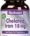 Bluebonnet Nutrition Chelated Iron 18 Mg Nonconstipating Iron Soy Gluten Nongmo Kosher Dairy Vegan 90 Vegetable Capsules 90 Servings