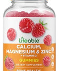 Lifeable Calcium Magnesium Zinc With Vitamin D3 Gummies Great Tasting Calcium Magnesium Zinc D3 Supplement For Tooth And Bone Health Calcium Gummies For Adults 90 Gummies