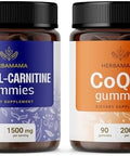Herbamama L-Carnitine And Coq10 Kit - Bundle Of 1500 Mg Acetyl L-Carnitine & 200 Mg Coenzyme Q10 Gummies - Vegan Non-Gmo Gelatin- - 2 Pack