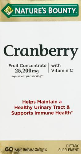Nature's Bounty Cranberry Dietary Supplement Supports Urinary Tract And Immune Health Softgels 25 200 Mg 60 Ct