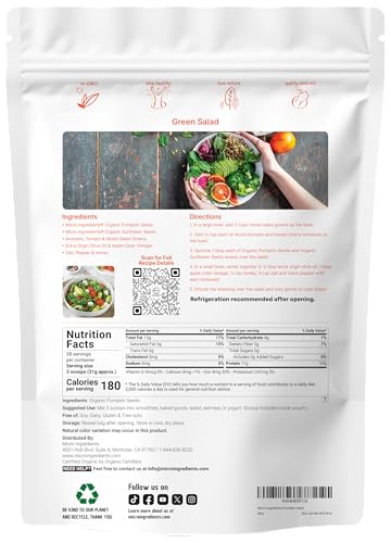 Organic Pumpkin Seeds, 4lbs | Raw, Unsalted, & Shelled ÃƒÂ¢Ã¢â€šÂ¬Ã¢â‚¬Å“ Whole Pepitas | Pumpkin Seeds to Eat | Great for Baking, Smoothies, & Salad Toppings | Natural Source of Essential Fatty Acids, Protein, & Iron