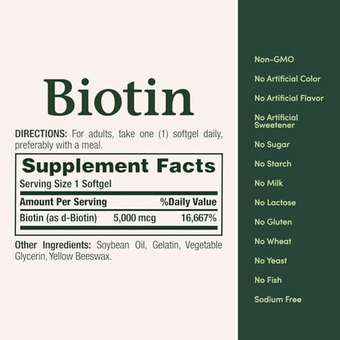 Nature's Bounty Biotin 5000 mcg Liquid Softgels 72 ea (Pack of 3)