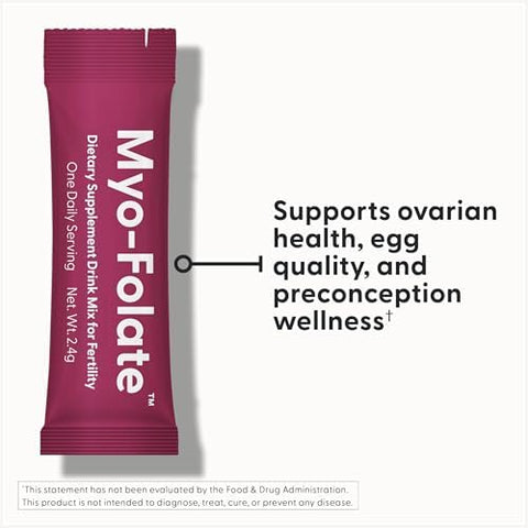 Fairhaven Health Folate and Myo Inositol Powder for Women 1 Per Day Female Fertility Supplement Ovarian Health and Egg Quality 2000 mg MyoInositol and 333 mcg Methylfolate 30 Stick Packs