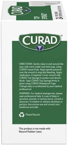 Curad CUARD Post-Op Top Sponge Gauze Pads Sterile 4 X 4 Inch