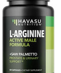 Larginine 500Mg And Saw Palmetto 500Mg Nitric Oxide And Prostate Health Supplements For Men 60 Count Endurance And Urinary Tract Function Support 1 Month Supply Vegan Nongmo Capsules