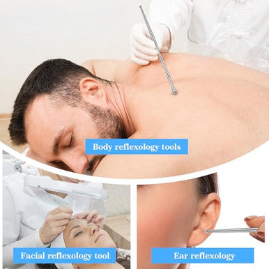 Matwsec Acupuncture Pen Acupressure Pen Facial Reflexology Tools For Muscle Tension And Pain Relief Stainless Steel Double Headed Face Stick Fascia Tool Deep Tissue Massage Tool 3 Pcs