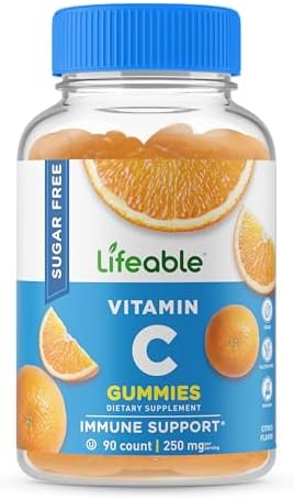Lifeable Sugar Vitamin C " 250 Mg " Great Tasting Natural Flavor Gummy Supplement " Vegetarian Gmo Chewable Vitamins " For Immune Support " For Adults " 90 Gummies (Pack Of 2)