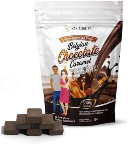 Bariatricpal Sugar Calcium Citrate Soft Chews 500Mg With Vitamin D & Probiotics Caramel Apple 90 Count (1 Month Supply)