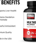Force Factor Milk Thistle Liver Support Formula With Dandelion Root And Artichoke 300Mg Silymarin Milk Thistle Supplement For Liver Health And Liver Detox 100 Vegetable Capsules