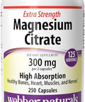 Webber Naturals Magnesium Citrate Capsules 300 mg 250 Count High Absorption Magnesium Supplement Supports Bones Teeth Muscle and Heart Function Gluten and Dairy Free