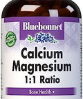 Bluebonnet Calcium Magnesium 1:1 Ratio Vegetarian Capsules 180 Count White