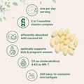 Micro Ingredients Vitamin D3 1000 Iu K2 Mk-7 25 Mcg 300 Softgels Virgin Coconut Oil 2-In-1 Bone Immune & Heart Support Easy To Swallow Non-Gmo