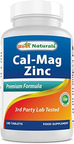 #1 Cal Mag Zinc By Best Naturals Essential Mineral Complex Manufactured In A Usa Based Gmp Facility And Third Party Tested For Purity. D 180 Tablets