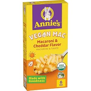 Annie's Vegan Mac and Cheddar Flavor Pasta and Sauce, Organic, Plant Based, Dinner Side or Snacks, 6 oz