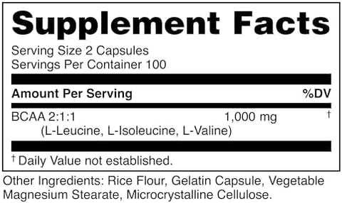 Bucked Up Bcaa 2:1:1 Capsules Branched Chain Amino Acids Supplement 1000Mg Per Serving Gluten Non Gmo Third Party Tested Bcaa Supplement 100 Servings (200 Capsules)