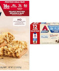 Atkins Peanut Butter Granola Protein Meal Bar High Fiber 16G Protein 1G Sugar 4G Net Carb & Milk Chocolate Delight Protein Shake 15G Protein Low Glycemic 2G Net Carb 1G Sugar