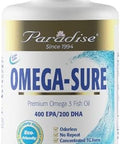Paradise Herbs Omegasure Omega3 Concentrate Premium Fish Oil Dha Epa Vegan Non Gmo Gluten 60 Count Vegetarian Softgels