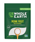Whole Earth Sweetener Monk Fruit Sweetener with Erythritol, Plant-Based Sugar Alternative, 12 Ounce (Pack of 4)