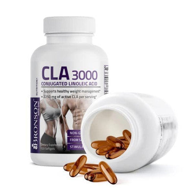Bronson CLA 3000 Extra High Potency Supports Healthy Weight Management Lean Muscle Mass Non-Stimulating Conjugated Linoleic 120 Softgels