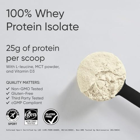 Sports Research Whey Protein Isolate - Sports Nutrition Protein Powder 25G Per Serving - 2.06Lb Bag Whey Protein - Vanilla Flavor - Bulk Protein Powder 26 Servings