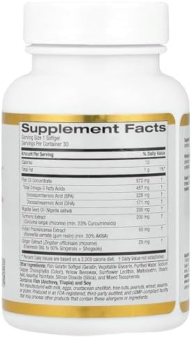 California Gold Nutrition Curcuminup 30 Fish Gelatin Softgels
