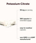 Micro Ingredients Potassium Citrate 99 Mg Per Serving 500 Capsules 1 Year Supply Daily Mineral Supplement Non-Gmo Gluten Free Soy Free