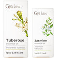 Gya Labs Tuberose Essential Oil For Diffuser (0.34 Fl Oz) & Jasmine Essential Oil For Diffuser (0.17 Fl Oz) Set - Aromatherapy Grade Essential Oils Set - Gya Labs