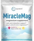 Micro Ingredients Miraclemag Calm Magnesium Powder 2Lbs Magnesium Citrate Powder Sweet Raspberry Lemon Flavored Easily Absorbed Ionic Form Non-Gmo Vegan Sugar Free